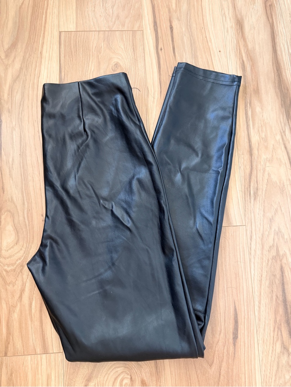 Fabletics Black Faux Leather High-Waist Leggings